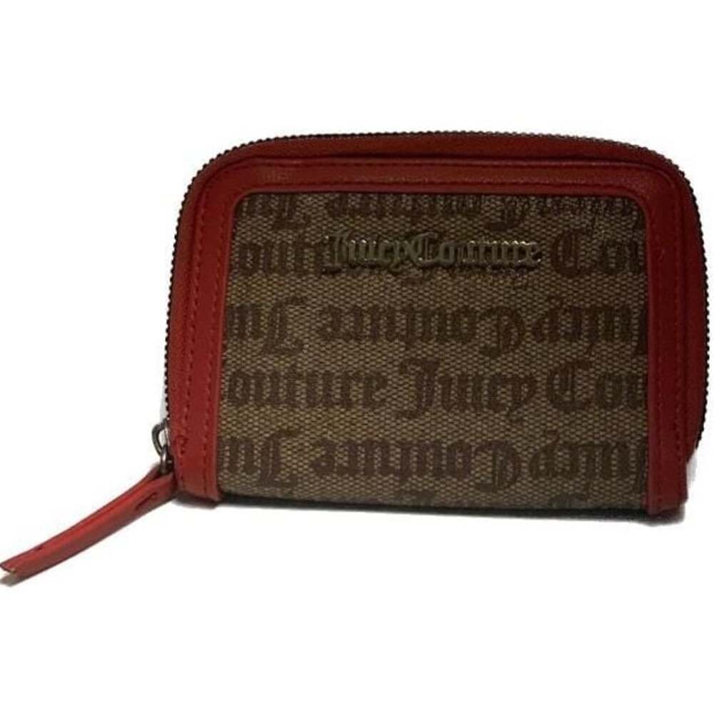 Juicy Couture Monogram Zip-Around Wallet, Brown and Red Canvas